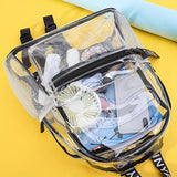 Women Waterproof Pvc Backpack - Black - Close-Up Angle