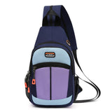 Outdoor Crossbody Bag Earphone Hole - Dark Blue - Front View