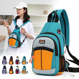 Outdoor Crossbody Bag Earphone Hole - Dark Blue - Side View