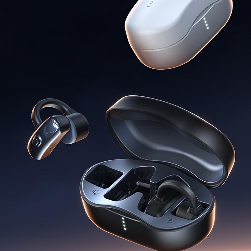 Wireless Bone Conduction Earphones - Openbuds Clip-on for Sports - White