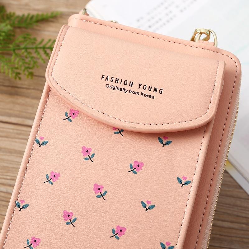 Floral Multi Card Crossbody Bag For Women - Blue
