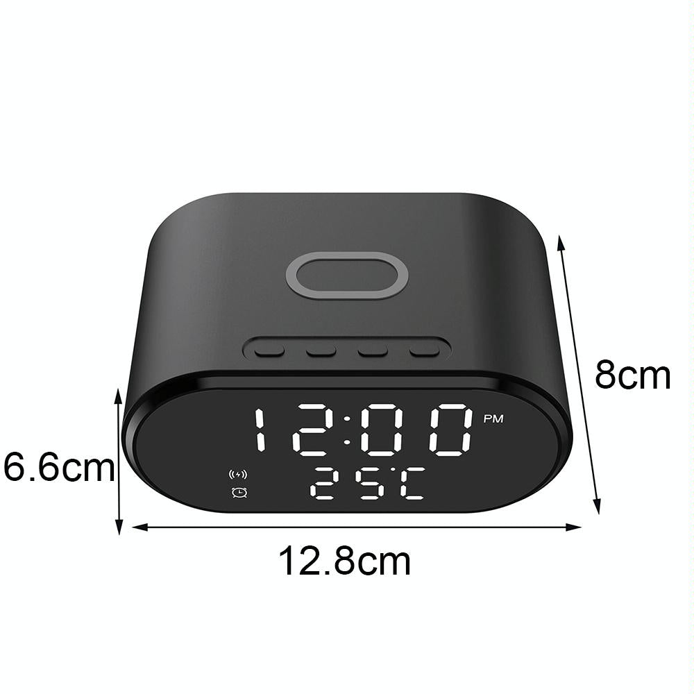 15W Wireless Charger With Mirror & Clock - White