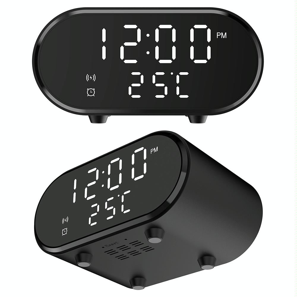 15W Wireless Charger With Mirror & Clock - White