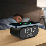15W Wireless Charger With Mirror & Clock - White - Extra Image