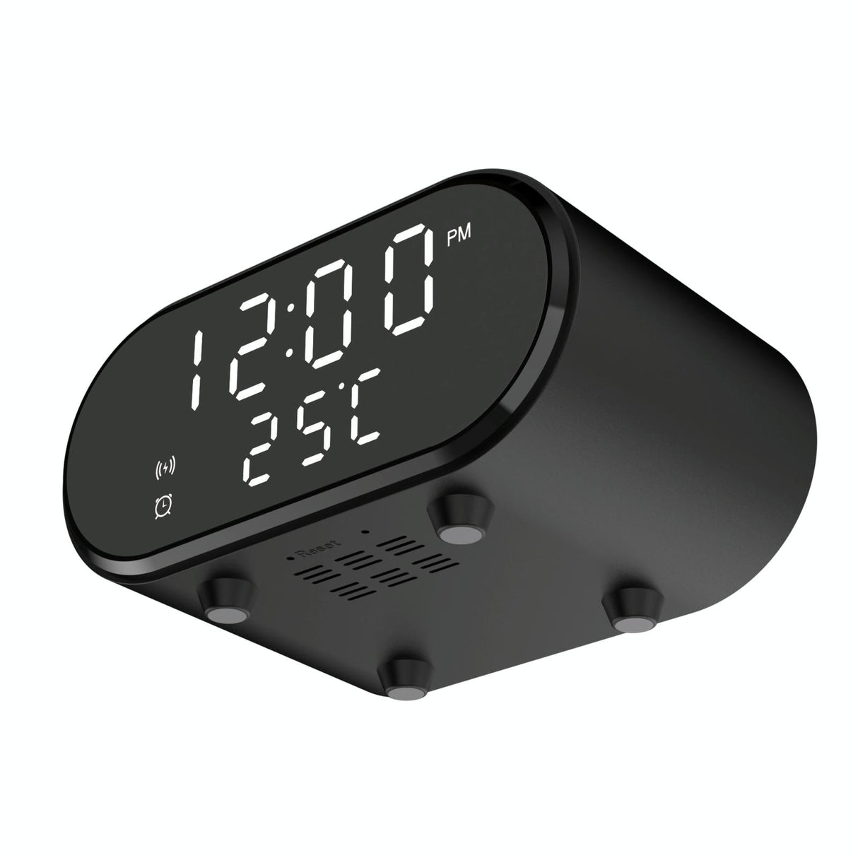 15W Wireless Charger With Mirror & Clock - White