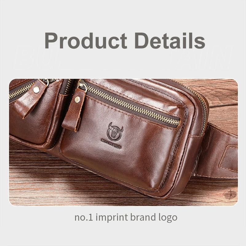 Large Capacity Retro Cowhide Crossbody Bag - Brown