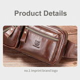 Large Capacity Retro Cowhide Crossbody Bag - Brown - Rear View