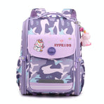 Double School Backpack for Girls - Gray Purple