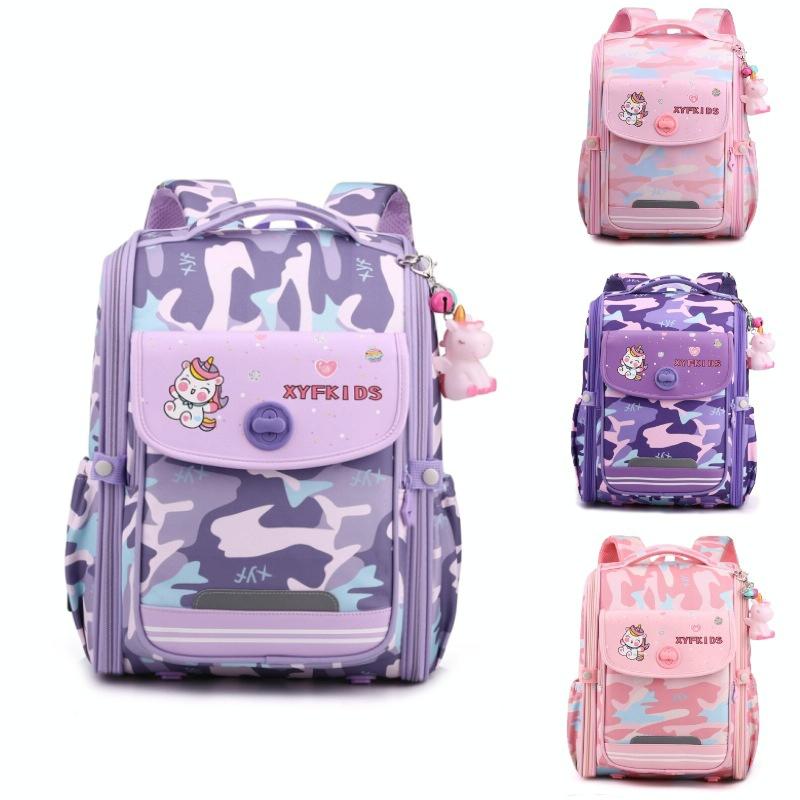 Double School Backpack for Girls - Gray Purple
