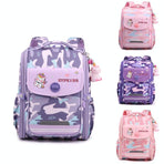 Double School Backpack for Girls - Gray Purple