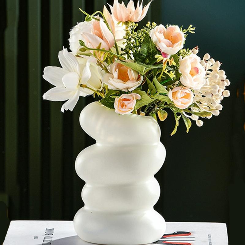 Imitation Glaze Porcelain Spiral Vase for Wet & Dry Flower Arrangements - Dark Green