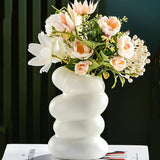 Imitation Glaze Porcelain Spiral Vase for Wet & Dry Flower Arrangements - Dark Green - Close-Up Angle