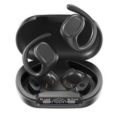 Waterproof Wireless Sports Bluetooth Earphones with Led Display - Black