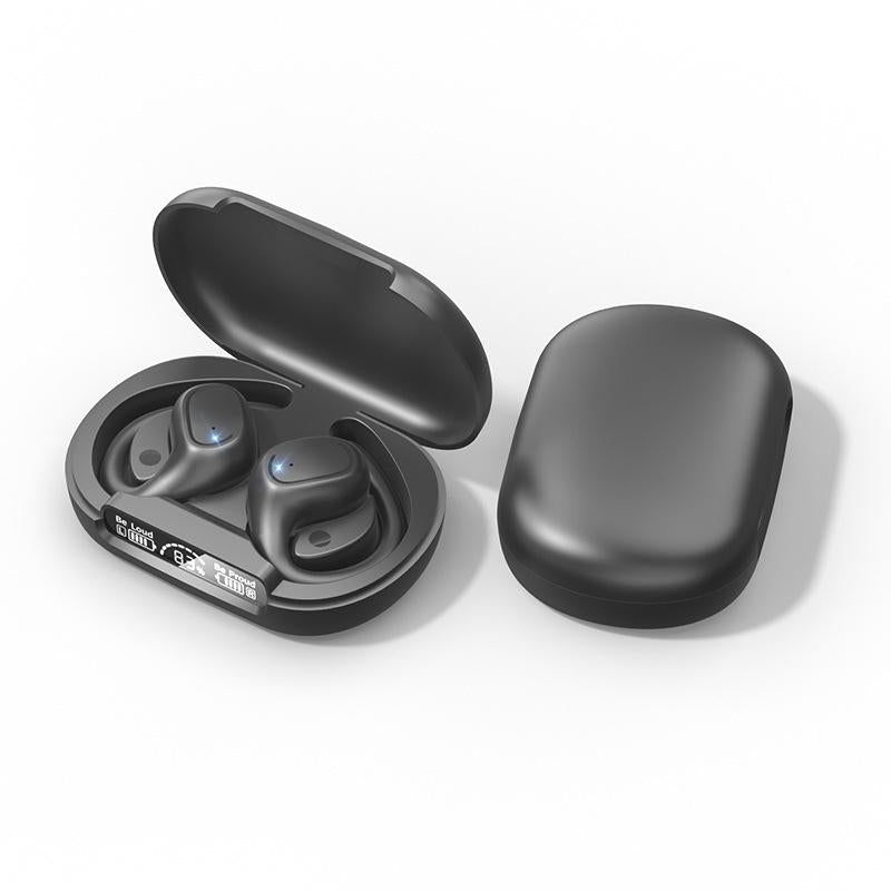 Waterproof Wireless Sports Bluetooth Earphones with Led Display - Black