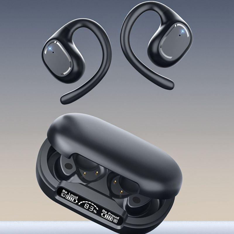Waterproof Wireless Sports Bluetooth Earphones with Led Display - Black