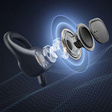 Waterproof Wireless Sports Bluetooth Earphones with Led Display - Black