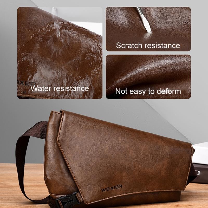 Large Capacity Waterproof Men Crossbody Bag - Brown