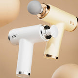 Silent Fascia Gun For Muscle Relaxation - High Frequency Vibration Massager - Khaki - Side View