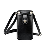 Mini Leather Crossbody For Women Fits Mobile Phones - Black