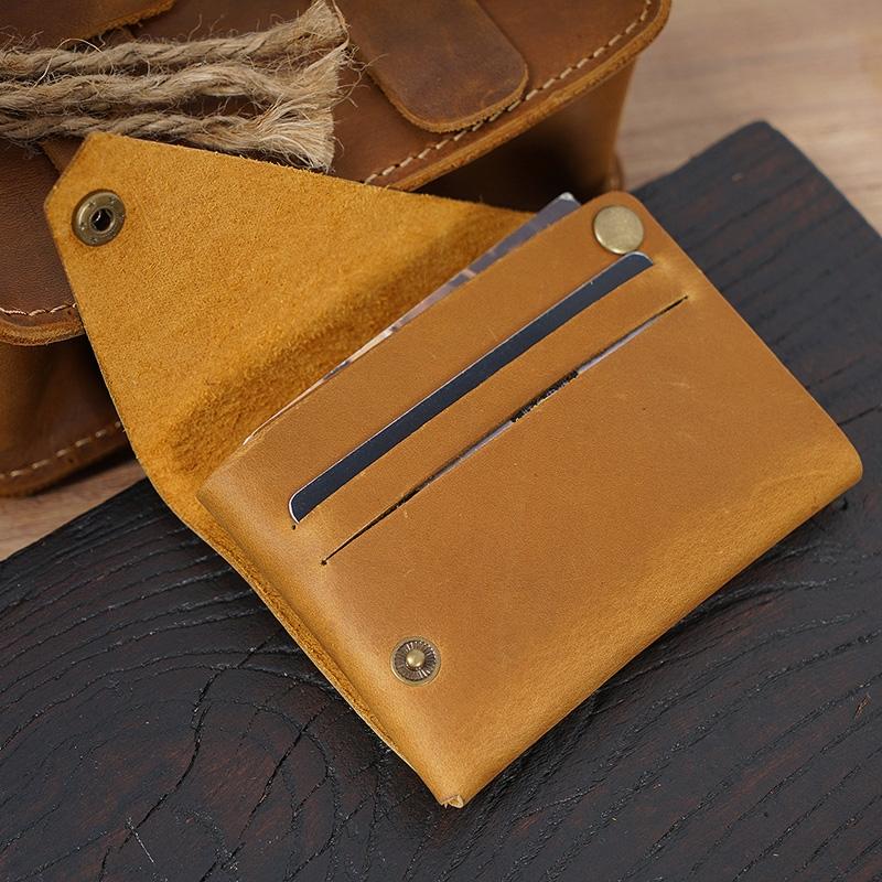 Leather Card Holder For Bank Cards Black - Yellow Brown