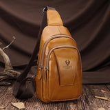 Leather Men Shoulder Bag Compact & Stylish - Yellow Brown