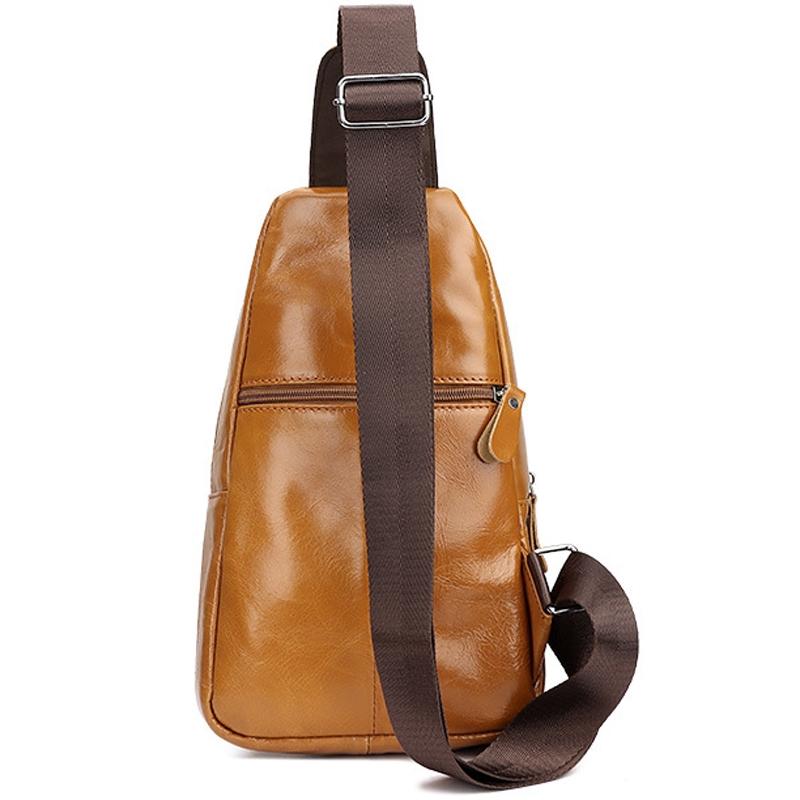 Leather Men Shoulder Bag Compact & Stylish - Yellow Brown