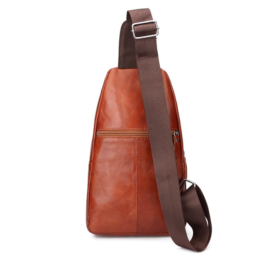 Leather Men Shoulder Bag Compact & Stylish - Yellow Brown