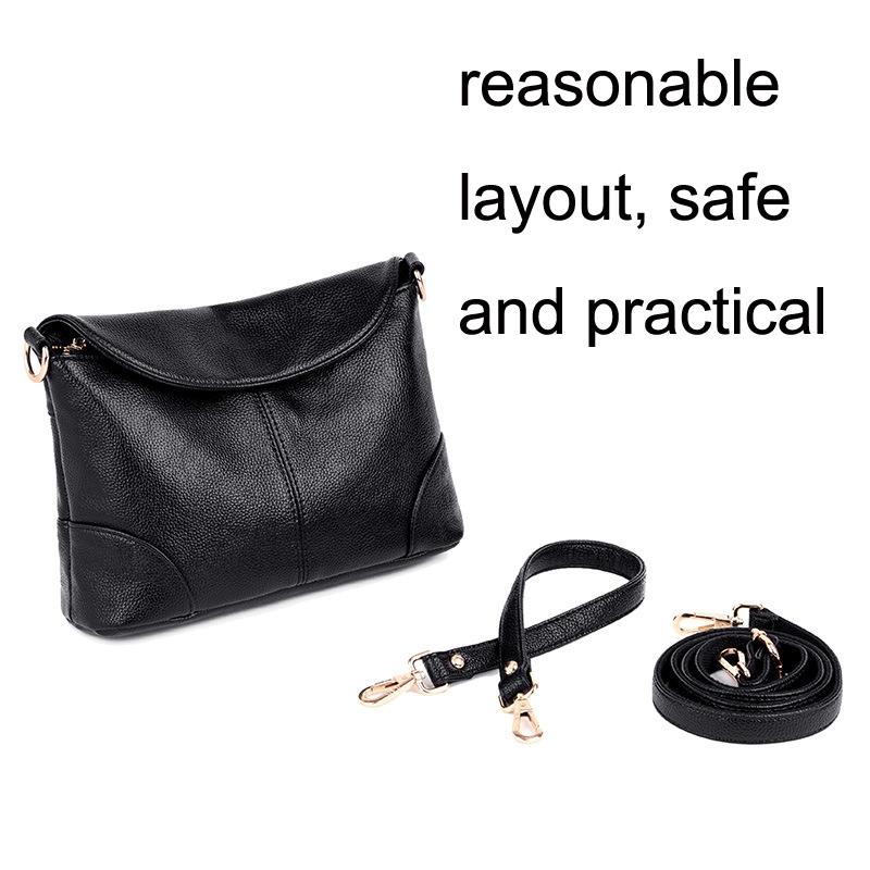Stylish Soft Leather Shoulder Bag - Black