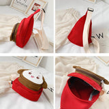 Adorable Monkey Crossbody Bag For Kids - Red - Top-Down View