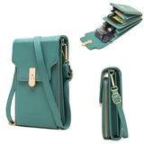 Green Multi Compartment Shoulder Bag Large Capacity - Top-Down View
