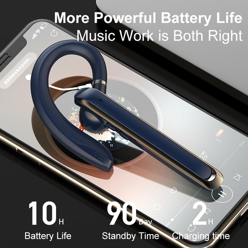 Wireless Bluetooth Earphone with Noise Reduction - 880 Ear Mounted - Blue