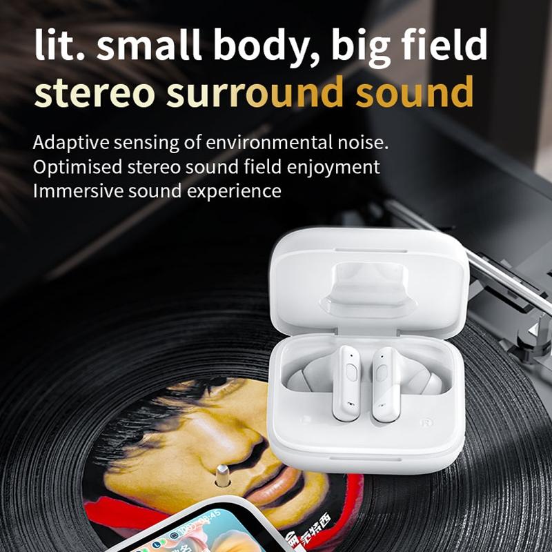 Wireless Bluetooth Earphones with Touch Screen & Noise Reduction - White