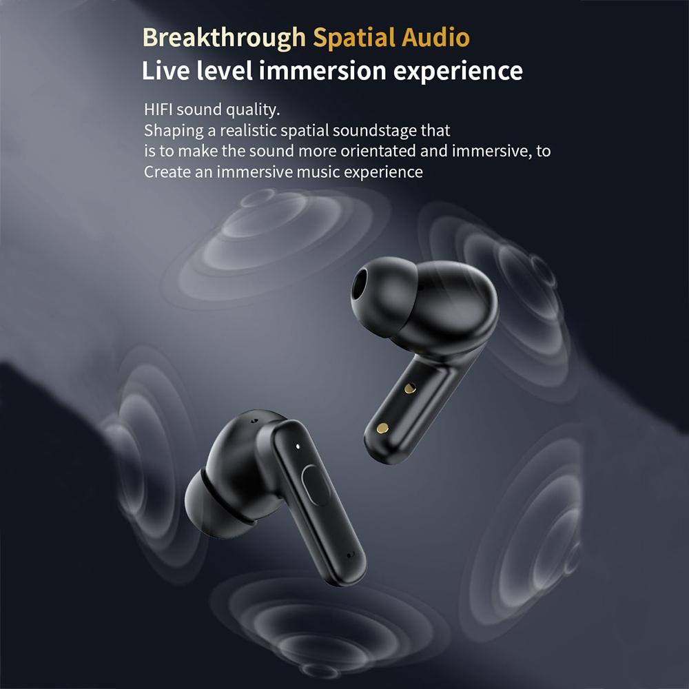 Wireless Bluetooth Earphones with Touch Screen & Noise Reduction - White