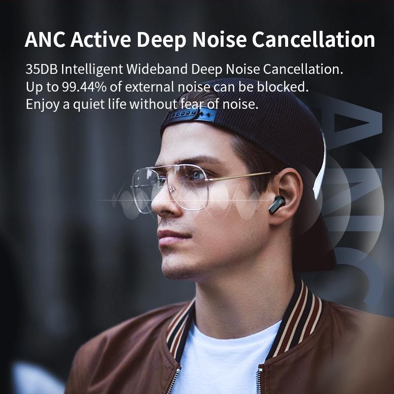 Wireless Bluetooth Earphones with Touch Screen & Noise Reduction - White