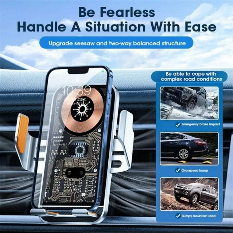 15w Fast Wireless Charger with Infrared Sensor for C10 Car Navigation - Transparent Stand - Blue