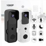 Wireless Smart Doorbell With Two-Way Intercom & Night Vision - Battery Powered - White - Close-Up Angle