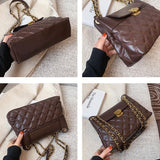 Versatile Rhombic Chain Crossbody Bag For Women - Black - Top-Down View