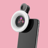 Selfie Light Macro Lens for Mobile Beauty Makeup - Black - Front View