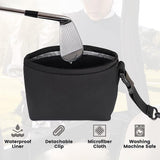 Black Portable Golf Ball Cleaning Bag - Waterproof & Removable - Close-Up Angle