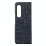 For Samsung Galaxy Z Fold4 5G Genuine Leather Crocodile Texture Phone Case - Blue