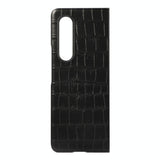 For Samsung Galaxy Z Fold4 5G Genuine Leather Crocodile Texture Phone Case - Blue