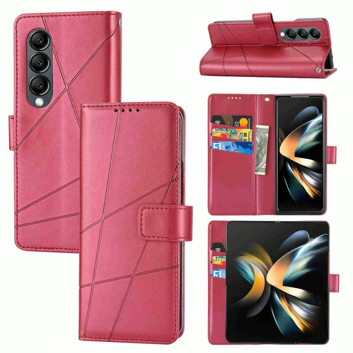 For Samsung Galaxy Z Fold4 5G Embossed Pu Leather Phone Case - Black