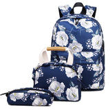 Small Fresh Printed Backpack Set - 3 Pieces for Students - Black - Extra Image