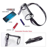 Transparent Pvc Mini Messenger Bag For Women - Black - 45-Degree Angle