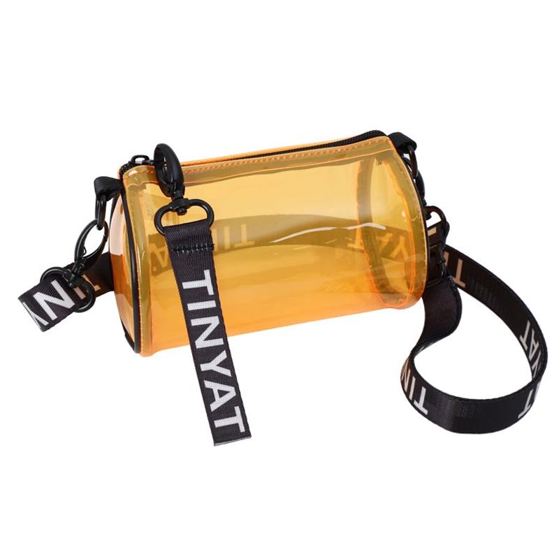 Transparent Pvc Mini Messenger Bag For Women - Black