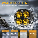 Car 3 Inch 4Leds Strobe Spotlight 20W / 2000Lm / 6000K / Dc9 - 80V - Yellow - Rear View
