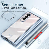 For Samsung Galaxy Z Fold4 5G Full Body Phone Case with Integrated Hinge and Pen Slot - Black