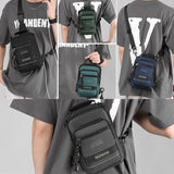 USB Chest Outdoor Shoulder Messenger Bag For Men With Charging Port - Grey - 45-Degree Angle