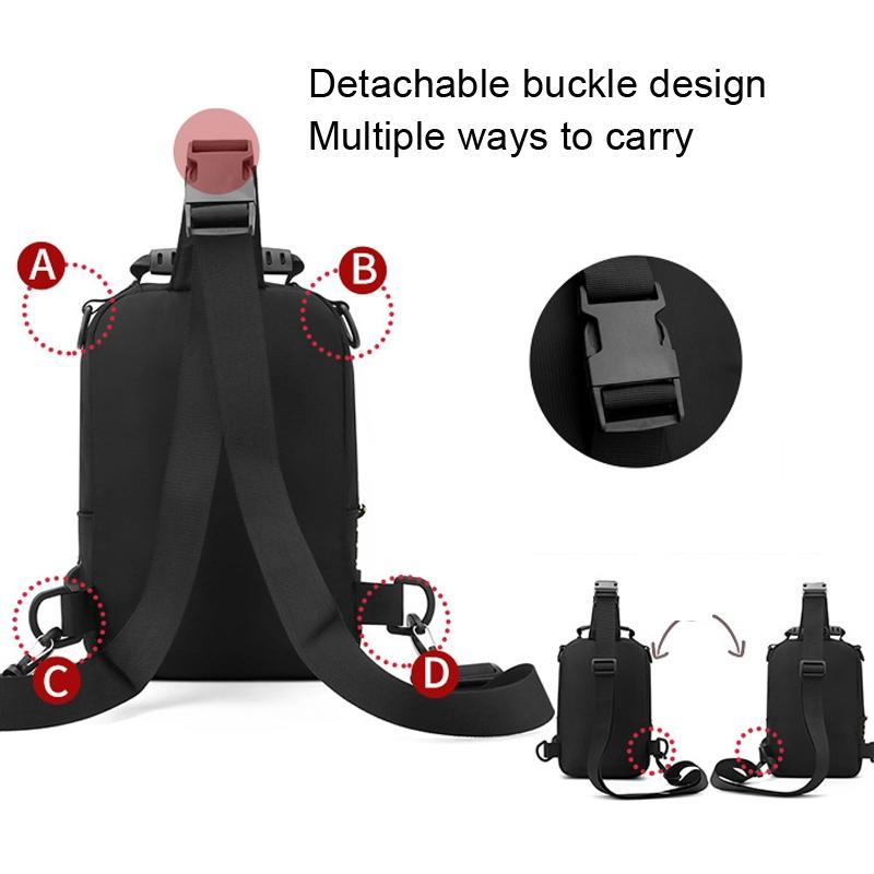 USB Chest Outdoor Shoulder Messenger Bag For Men With Charging Port - Grey