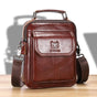 Large Capacity Retro Cowhide Crossbody Bag - Coffee